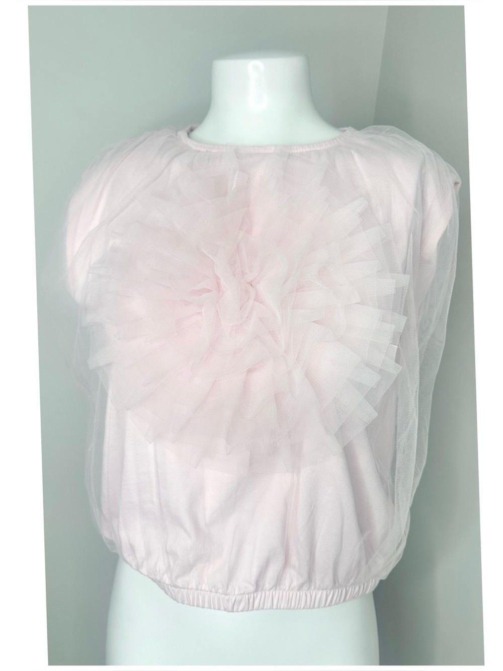 Express Soft Pink Tulle Flower Accent Women's Top- small